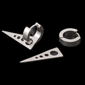 Stainless Steel Hinged Hoops Dangle Geo Spear Hoop Earrings NEW